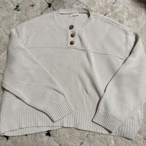 PacSun Cream Sweater with Button Detail